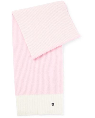HUGO Sciarpa in maglia a blocchi di colore con logo - Rosa