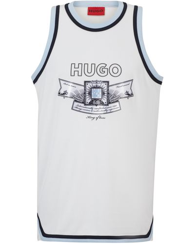 HUGO Tanktop aus Mesh mit Logo-Artwork der neuen Saison - Grau
