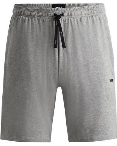 BOSS Regular-Fit Shorts aus Stretch-Baumwolle mit Logo-Detail - Grau