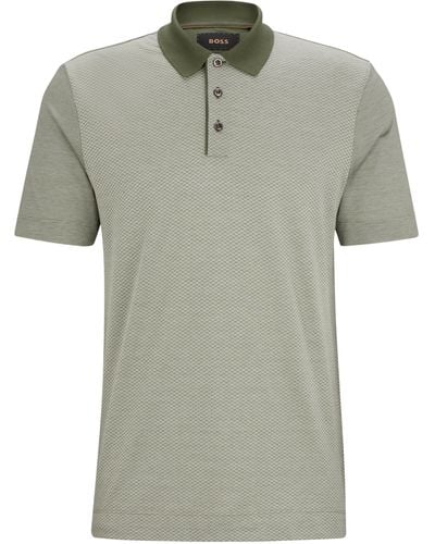 BOSS Regular-Fit Poloshirt aus Baumwoll-Mix mit Seide - Grün