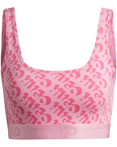 HUGO Bralette aus Stretch-Baumwolle mit sich wiederholenden Logos - Pink