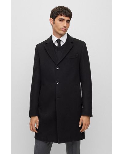 BOSS Slim-fit Coat In Virgin Wool And Cashmere - Blue
