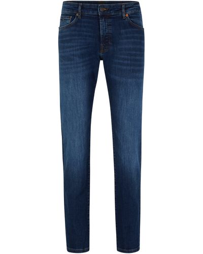 BOSS by HUGO BOSS Regular-Fit Jeans aus dunkelblauem Super-Stretch-Denim