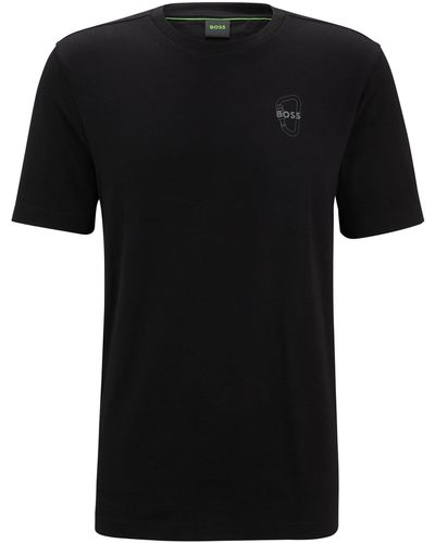 BOSS Cotton-jersey Regular-fit T-shirt With Carabiner Artwork - Black