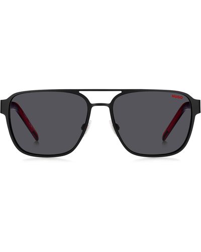 HUGO Schwarze Sonnenbrille mit Doppelsteg und mehrlagigen Bügeln