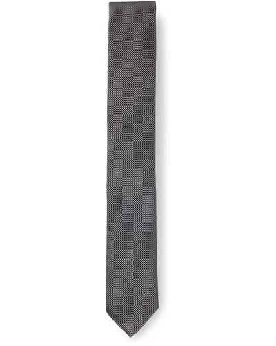 BOSS Silk-blend Tie With Micro-patterned Jacquard - Gray