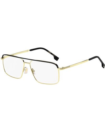 BOSS Steel Optical Frames In Black And Gold Finishes - Metallic