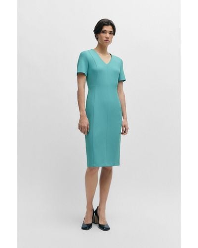 BOSS Slim-fit Business Dress In Stretch Fabric - Blue