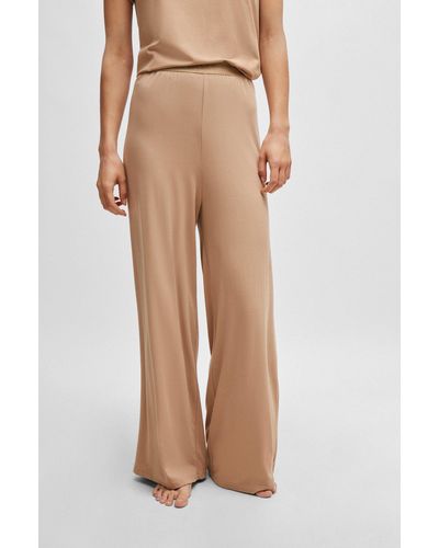 BOSS Pyjama Bottoms In Stretch Jersey With Logo Waistband - Natural