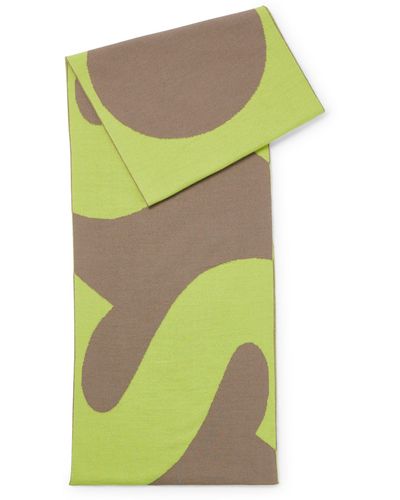 BOSS Logo-jacquard Scarf Blended With Wool - Green