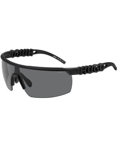 HUGO Mask-style Sunglasses In Black With 3d-logo Temples