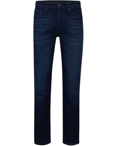 BOSS Dunkelblaue Regular-Fit Jeans aus bequemem Stretch-Denim