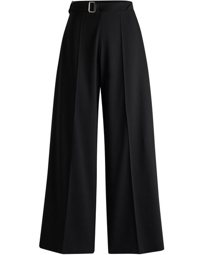 BOSS Stretch-wool Trousers With Feature Waist And Soft Drape - Black