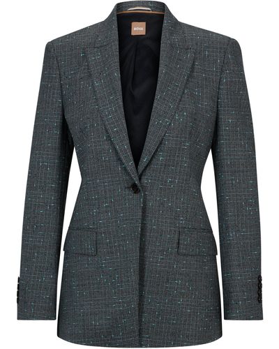 BOSS Slim-fit Jacket In Italian Slub Wool-blend Twill - Black