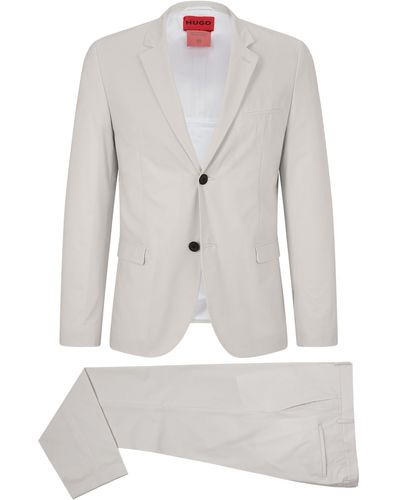 HUGO Verstaubarer Extra Slim-Fit Anzug aus funktionalem Stretch-Gewebe - Weiß