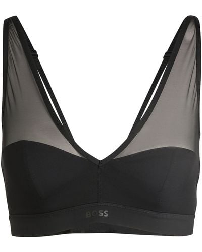 BOSS Mixed-material Bra With Multiway Straps - Black