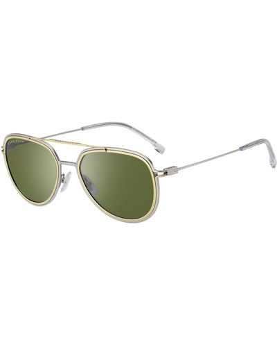 BOSS Double-rim Sunglasses In Gold And Silver Effects Men's Eyewear - Green