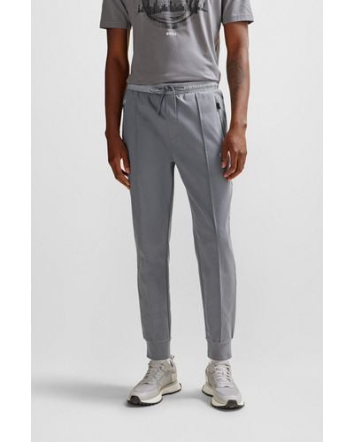 BOSS Cotton-blend Tracksuit Bottoms With Pixelated Details - Grey