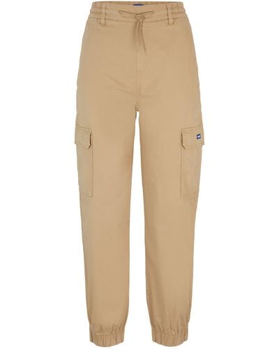 HUGO Relaxed-Fit Cargohose aus Stretch-Baumwolle - Natur