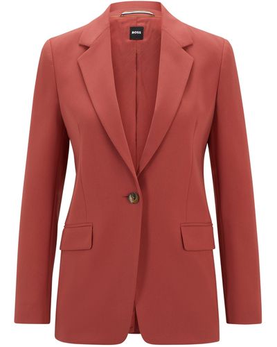 BOSS Regular-fit Jacket In Crease-resistant Crepe - Red