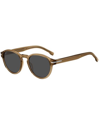 BOSS Brown-acetate Sunglasses With Signature Silver-tone Detail - Black