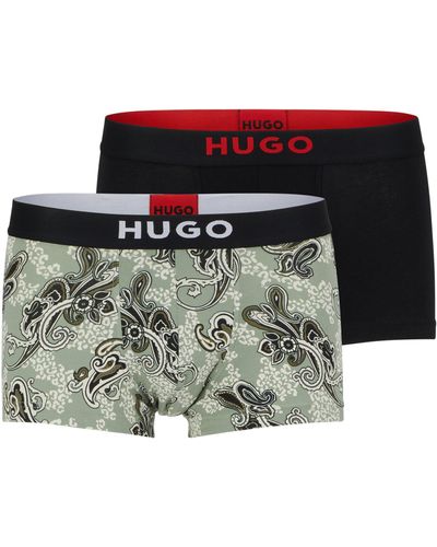 HUGO Zweier-Pack eng anliegende Boxershorts aus Stretch-Baumwolle mit kurzem Bein und Logo am Bund - Mehrfarbig