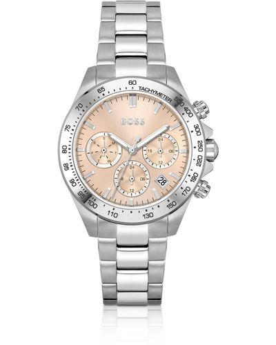BOSS Link-bracelet Multi-functional Watch With Pink Dial Women's Watches - White