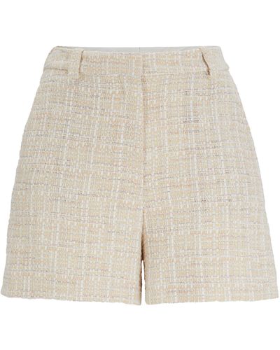 BOSS Relaxed-fit Tweed Shorts Met Lussen - Naturel