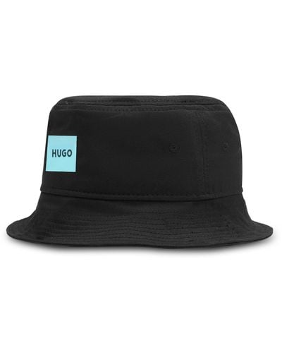 HUGO Cotton-twill Bucket Hat With Logo Label - Black