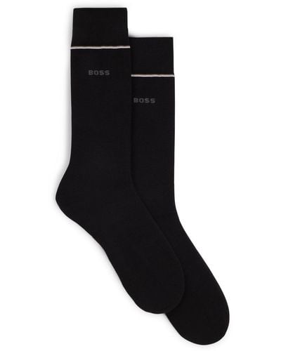 BOSS Two-pack Of Regular-length Performance-stretch Socks - Black