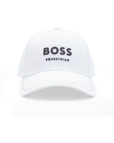 BOSS Reitsport-Cap mit fünf Bahnen und Logo-Details - Weiß