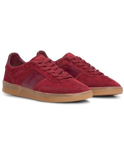BOSS Low-top Sneakers In Leather And Suede - Red