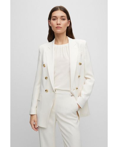 BOSS by HUGO BOSS Regular-fit Jacket With Double-breasted Front - White