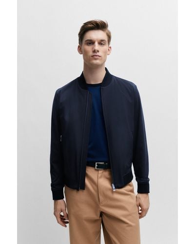 BOSS Slim-fit Jacket In Performance-stretch Jersey - Blue