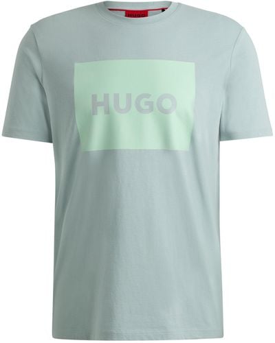 HUGO Regular-fit T-shirt Van Katoenen Jersey Met Logoprint - Groen