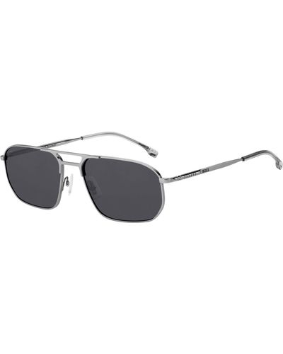 BOSS Silver-tone Sunglasses With Tubular Temples Men's Eyewear - Black