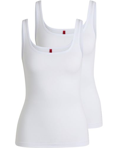 HUGO Zweier-Pack Unterhemden aus Stretch-Baumwolle mit Logo - Weiß
