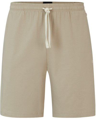 BOSS Shorts aus Stretch-Baumwolle mit Tunnelzugbund und Logo-Stickerei - Natur