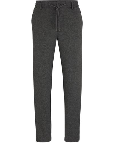 BOSS Regular-Fit Hose aus bedrucktem Jersey - Grau