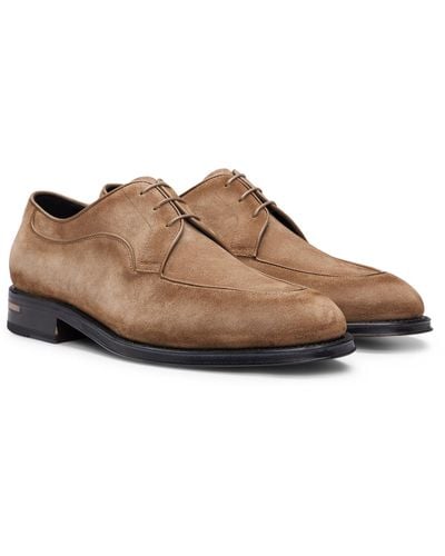 BOSS Suede Derby Shoes - Brown