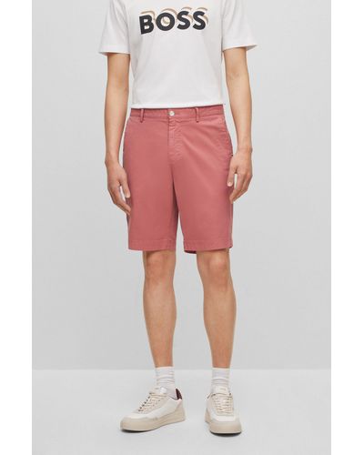 BOSS Slim-fit Shorts In Stretch-cotton Gabardine - Red