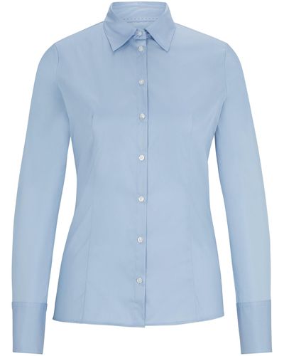 HUGO Business Bluse THE FITTED SHIRT Slim Fit - Blau