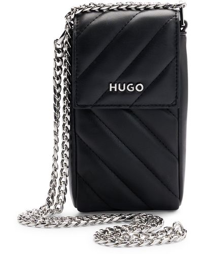 HUGO Gesteppte Smartphone-Tasche aus synthetisch beschichtetem Textil - Schwarz