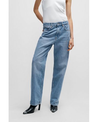 Slim-fit mom jeans in blue stretch denim
