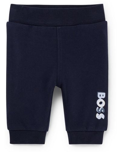 BOSS Baby Tracksuit Bottoms In French Terry With Logo Print - Blue