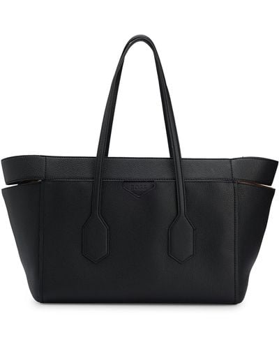BOSS Grained-leather Tote Bag With Logo Detail - Black