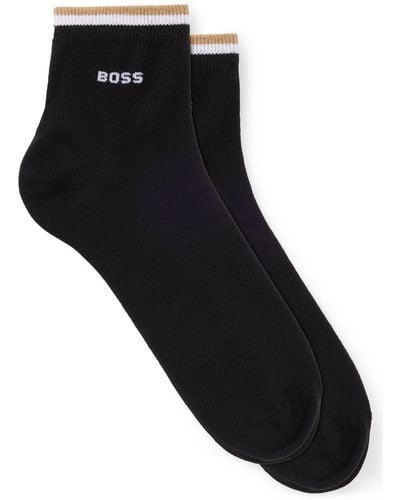 BOSS Set Van Twee Paar Korte Sokken Met Kenmerkende Strepen - Zwart