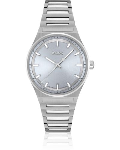 BOSS Uhr mit Gliederarmband und silberfarbenem Zifferblatt - Grau