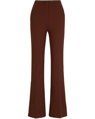 BOSS Regular-Fit Hose aus Stretch-Twill mit ausgestelltem Bein - Braun