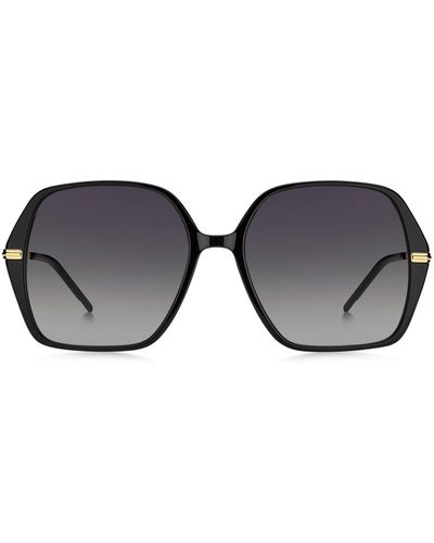 BOSS Sonnenbrille aus schwarzem Acetat mit goldfarbenen Bügeln - Blau